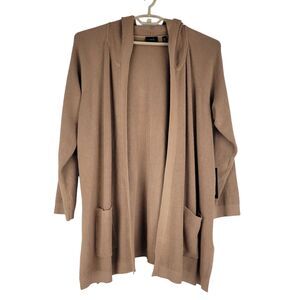 Cyrus Hooded Knit Sweater Open Cardigan Womens size 3X Tan Pockets NWT $110